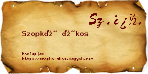 Szopkó Ákos névjegykártya
